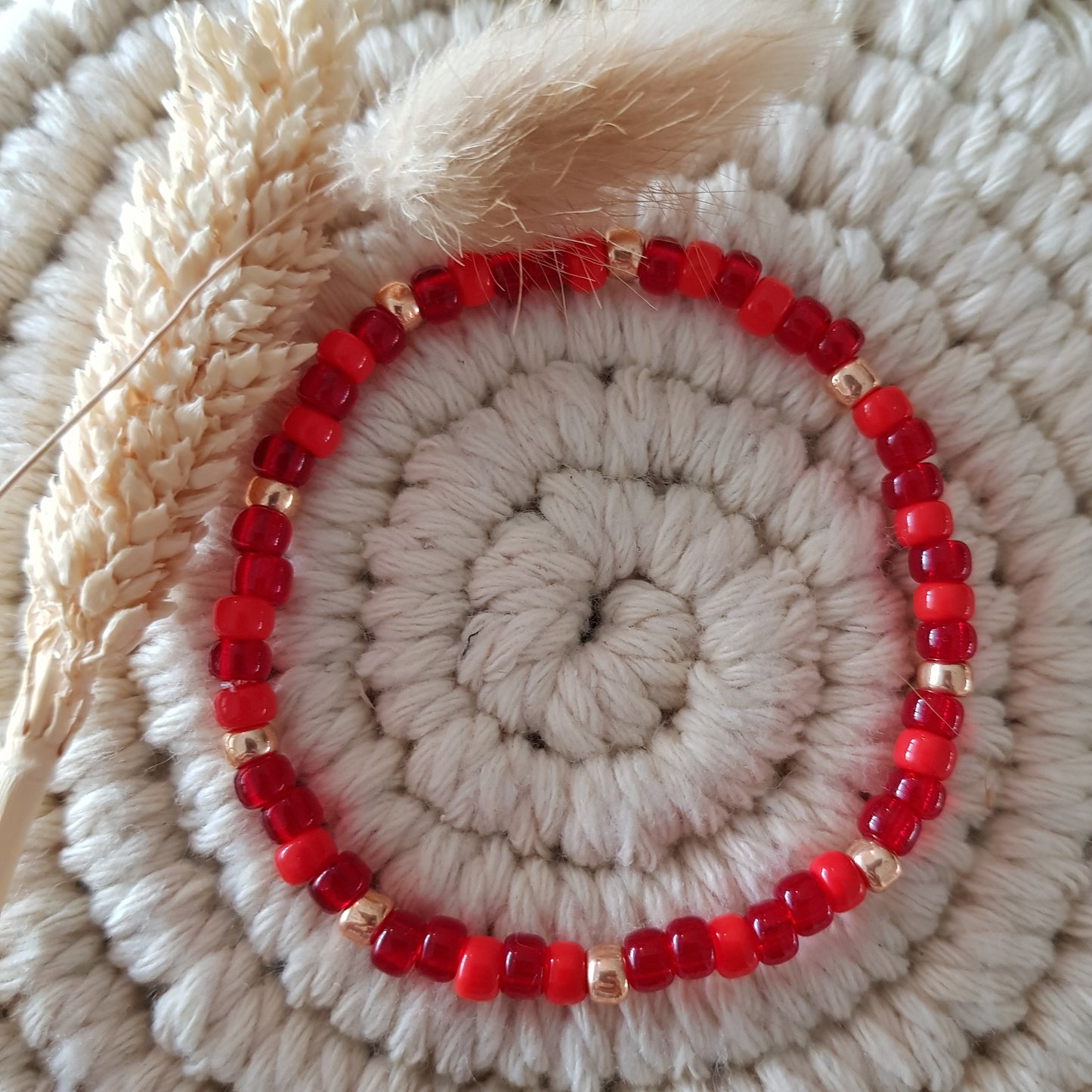 Rote Glasperlen Armband 4mm