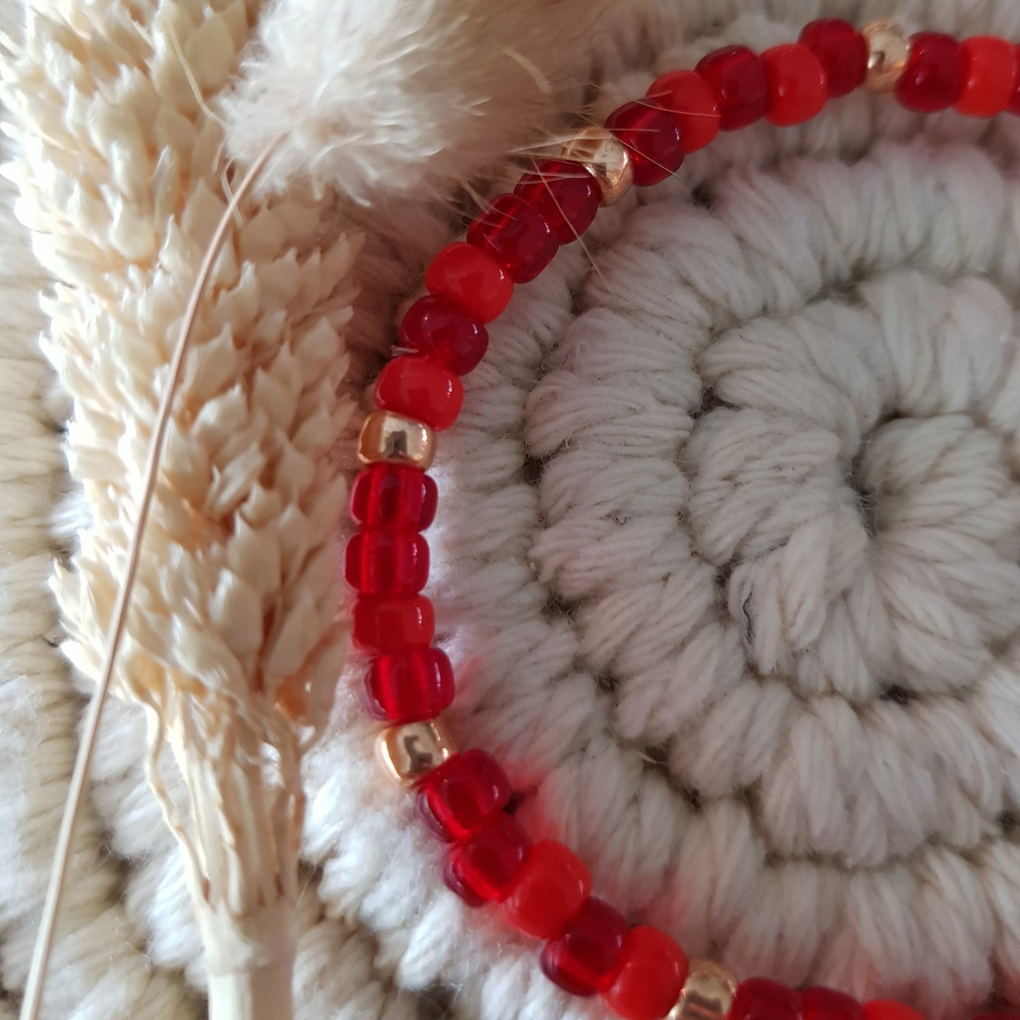 Rote Glasperlen Armband 4mm