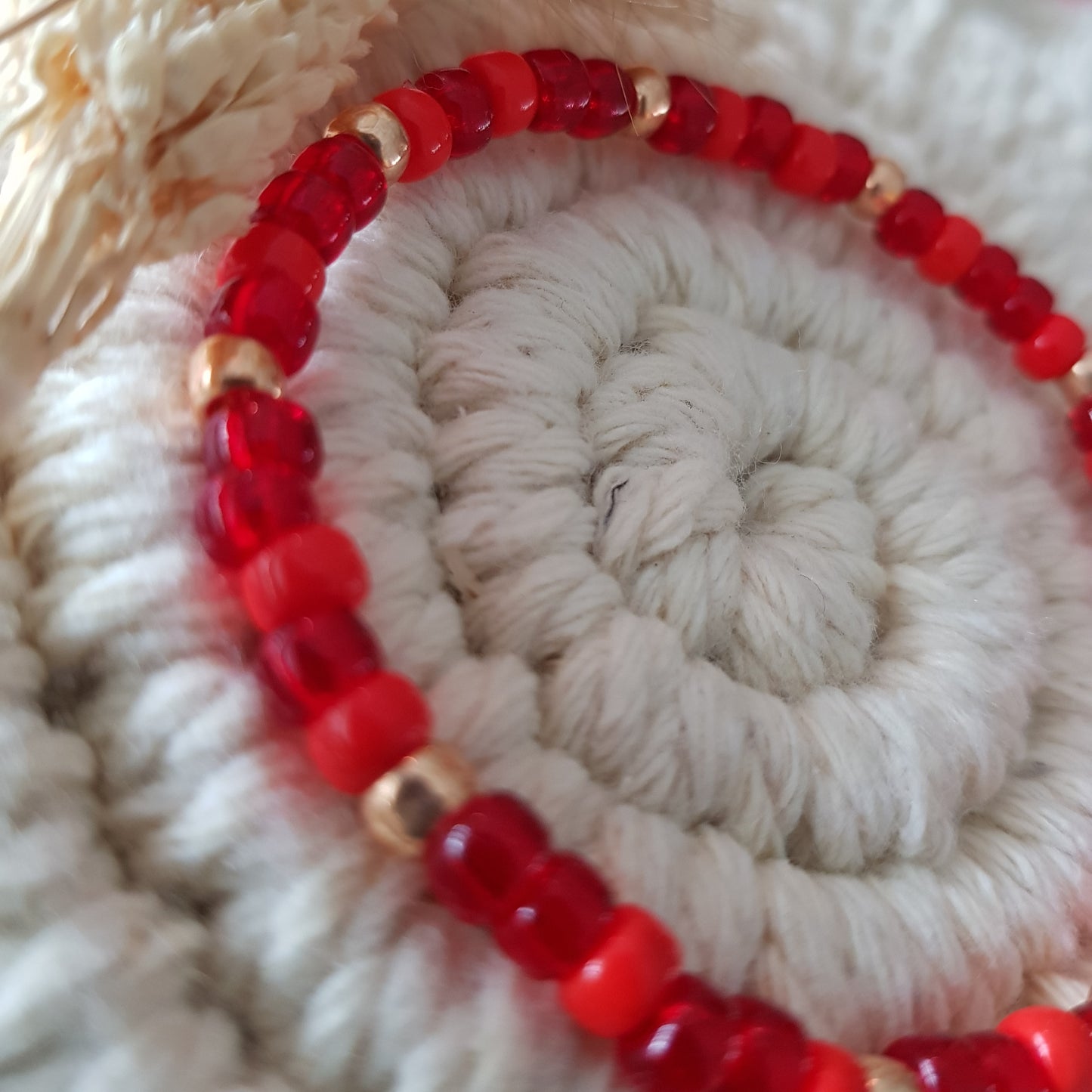 Rote Glasperlen Armband 4mm