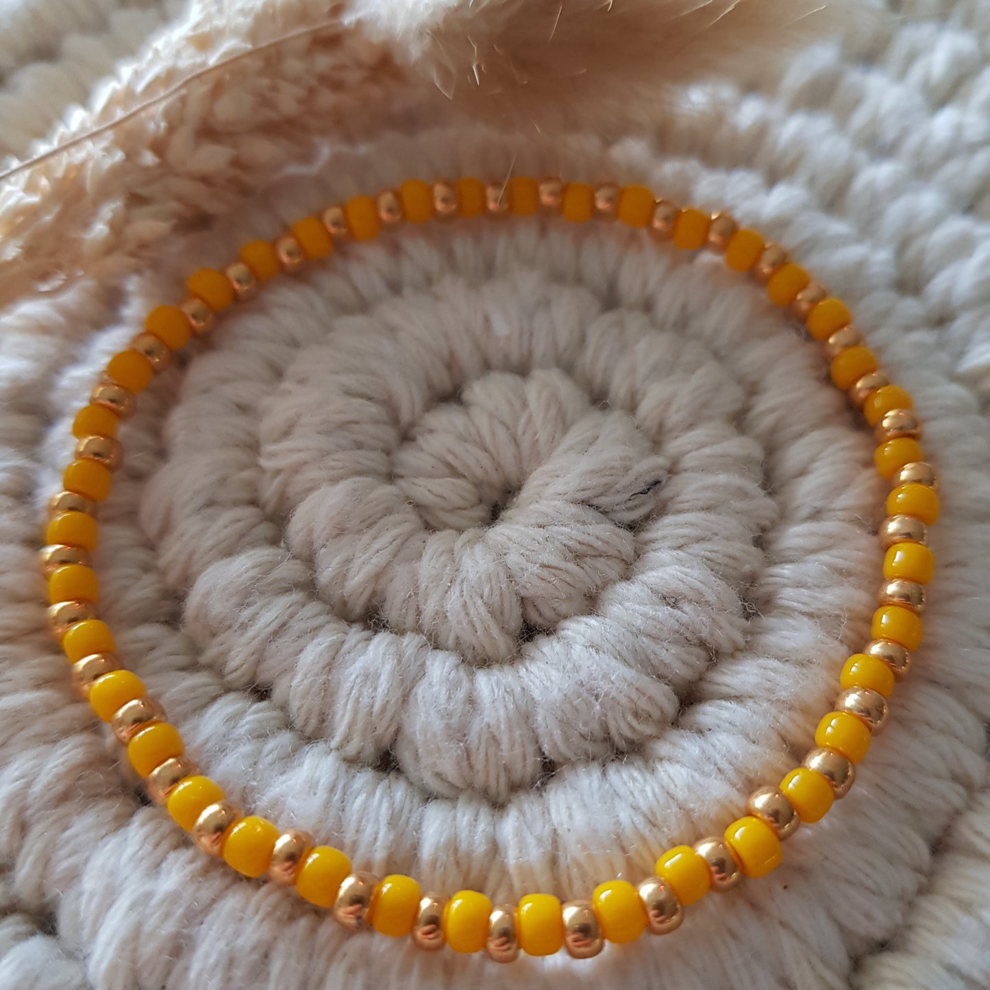 Gelbe Armkette 3mm Perlen