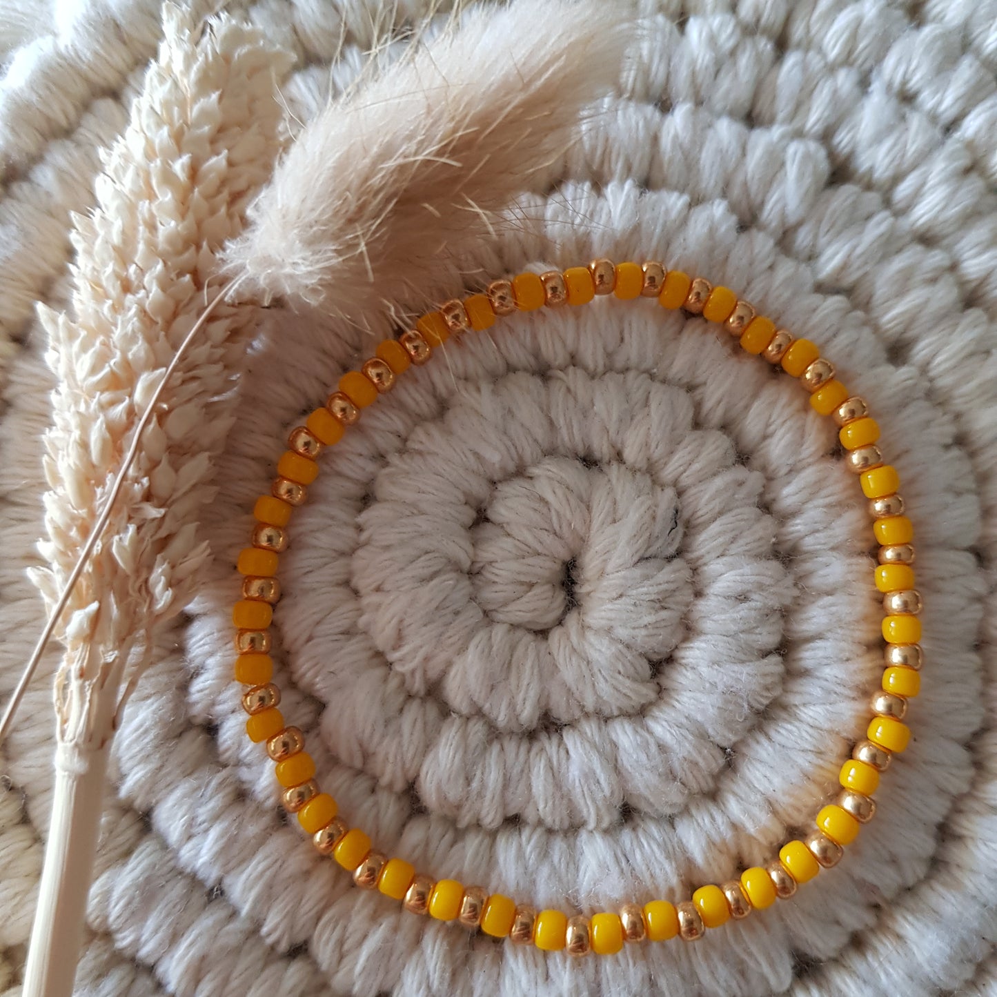 Gelbe Armkette 3mm Perlen