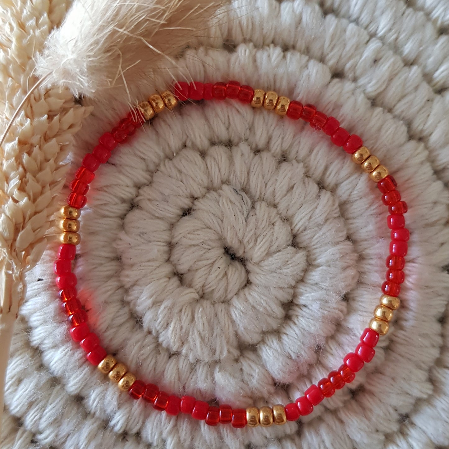 Rote & gelbgoldene Glasperlen 3mm