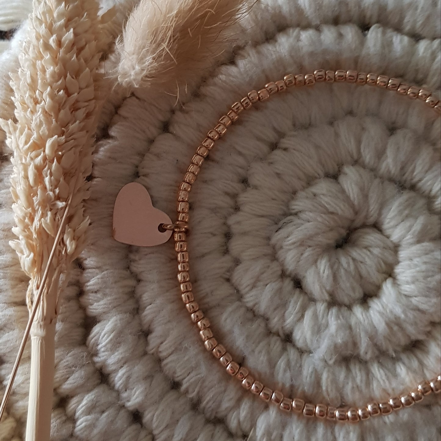 Edelstahlarmkette | Armkette 2,2mm IMA mit Herzli | Perlen Art