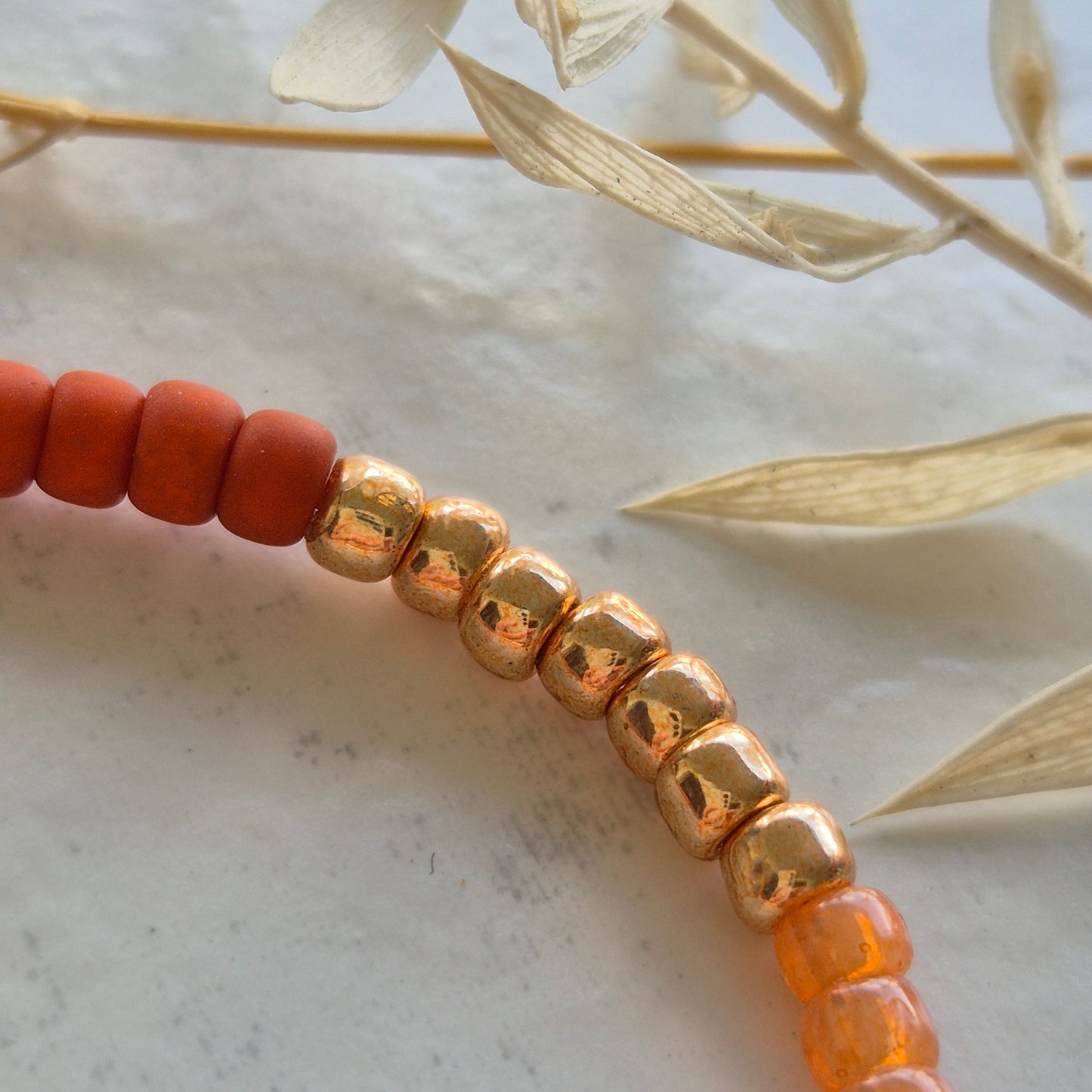 Armreif 4mm Bibi Orange Glasperlen