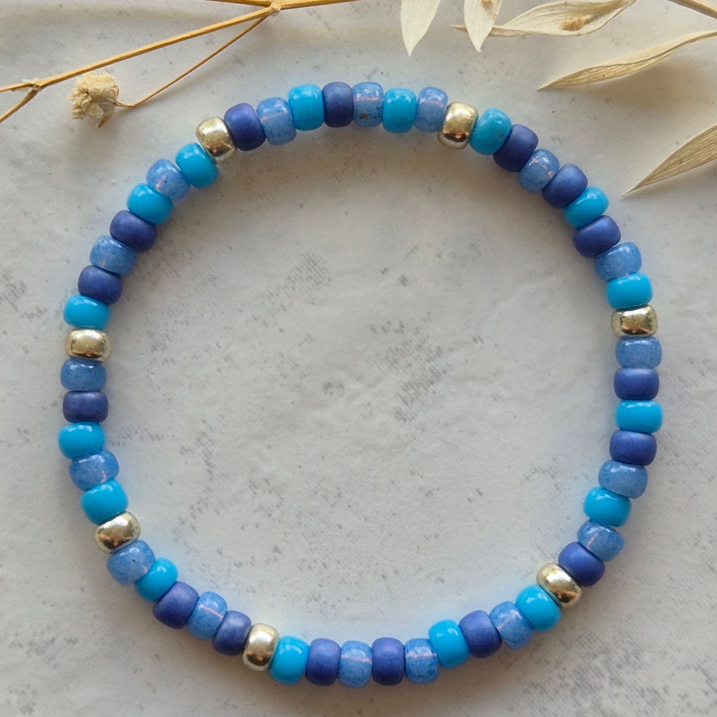 Armkette Blau 4mm Glasperlen