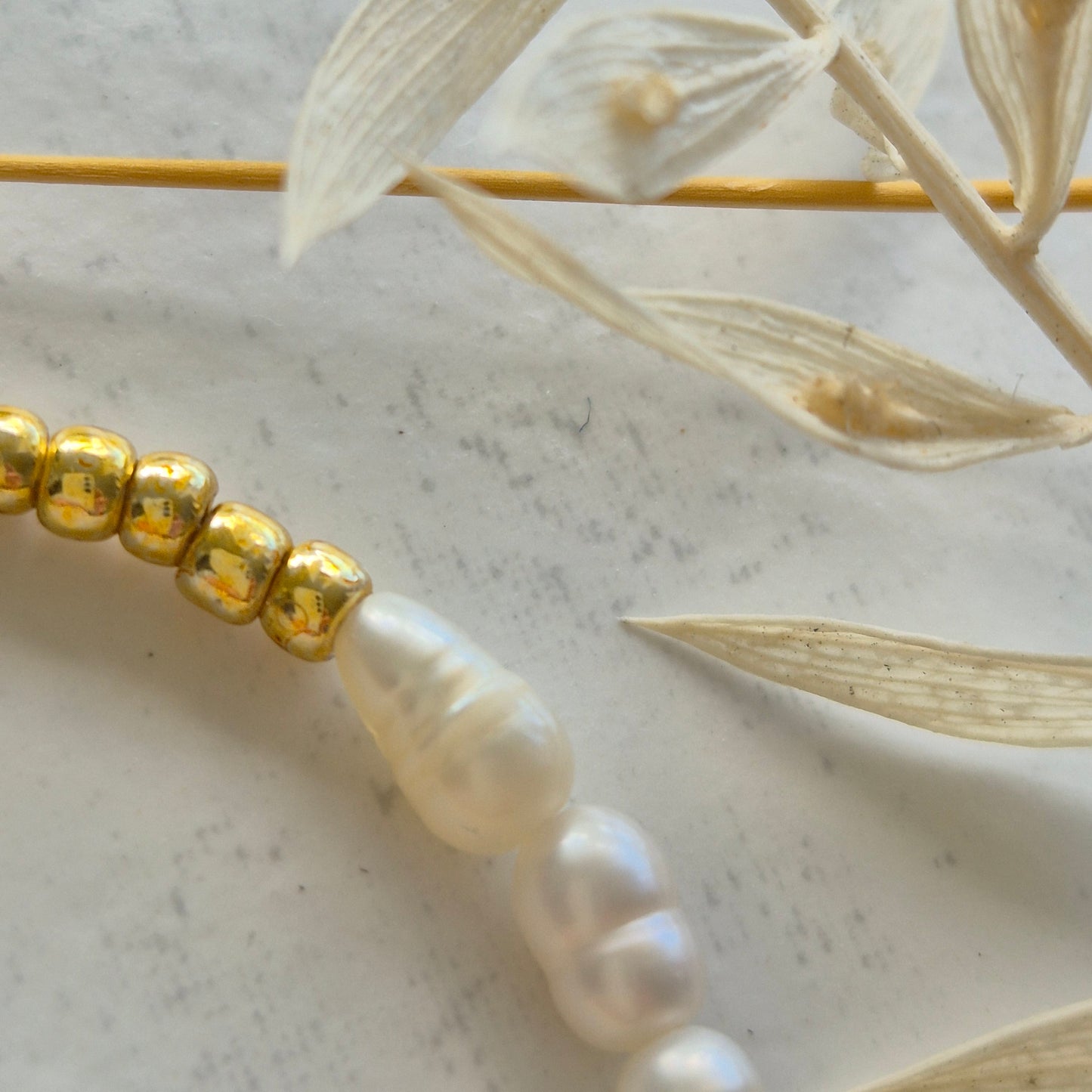 3mm Gelbgold Armkette mit Süsswasserperlen