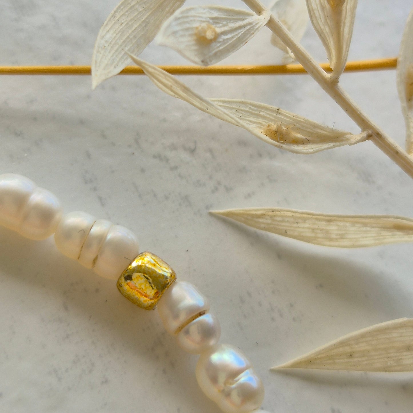 3mm Gelbgold Armkette mit Süsswasserperlen