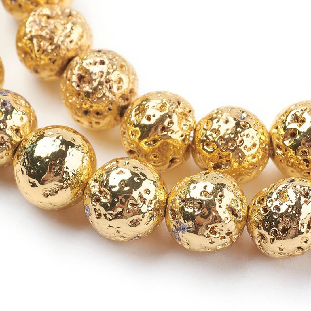 Armkette 8mm Lavastein schwarz mit gold