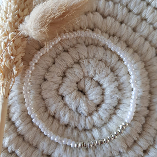 Armkette Perlmutt 3mm mit Silber